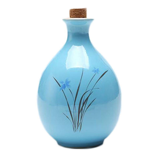 17oz Blue Ceramic Wine Jar