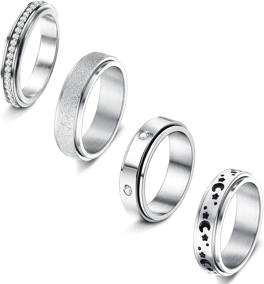 4Pcs Fidget Band Ring Spinner Rings