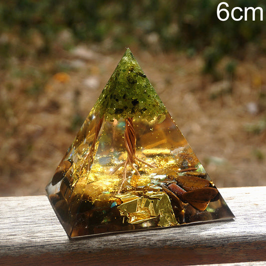 Natural Tiger Eye Orgonite Pyramid Healing Crystal